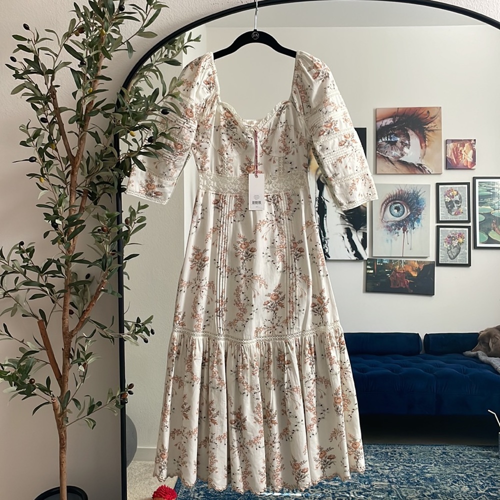 LoveShackFancy Calluna Midi Dress in Amber Dust 2 NWT - Picture 6 of 12
